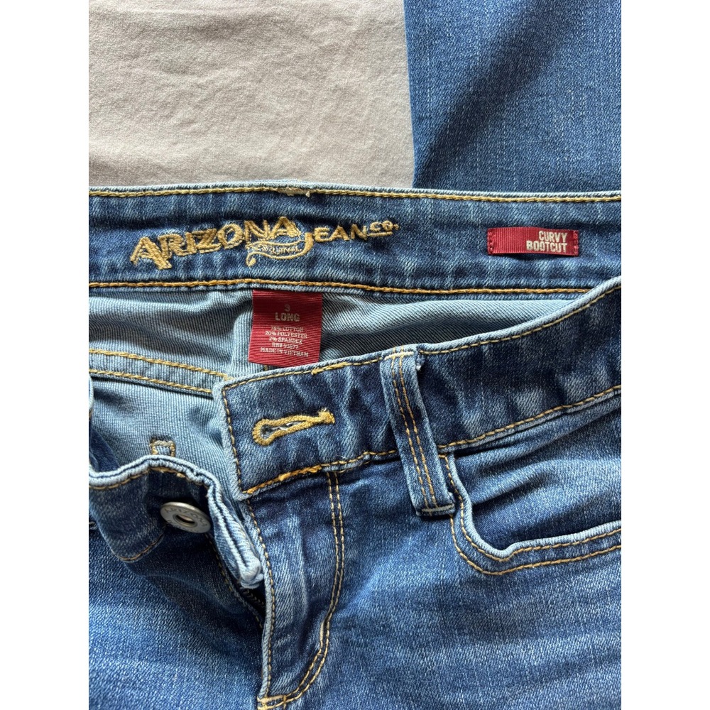 Arizona Jean Co Curvy Bootcut Jeans Womens 3 Long Medium Wash Stretch Denim - Picture 6 of 6